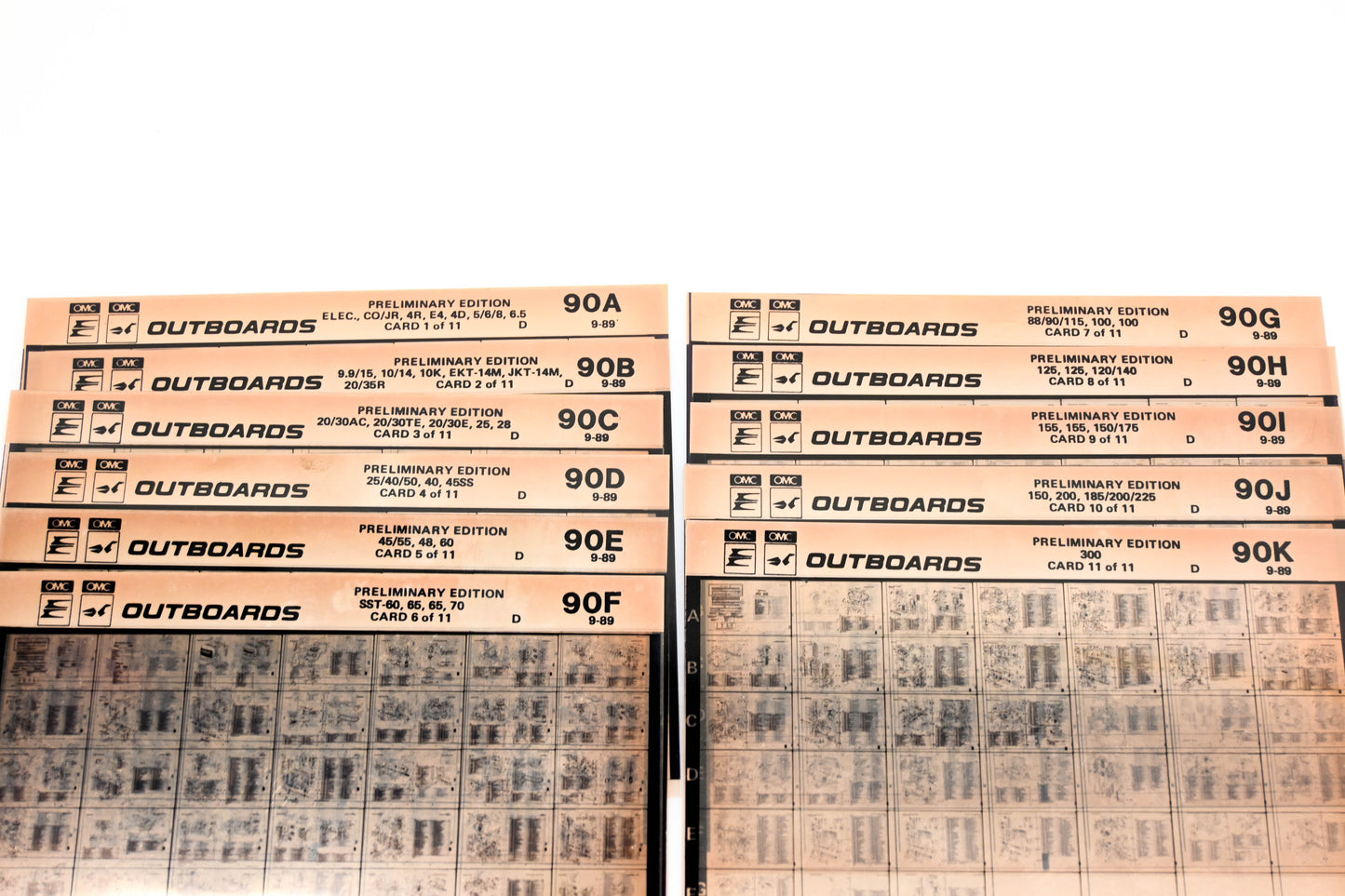 OMC XZA022-32 1990 89/1989 Preliminary Edition 90A-K Microfiche Lot