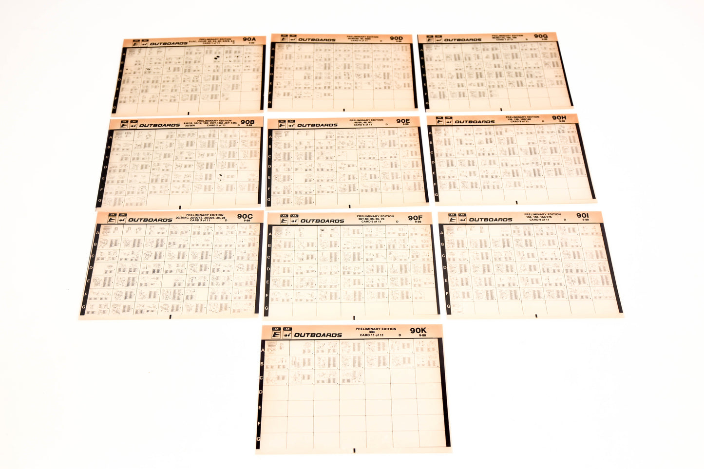 OMC XZA022-33 1991 89/1989 Preliminary Edition 90A-I, 90K Microfiche Lot