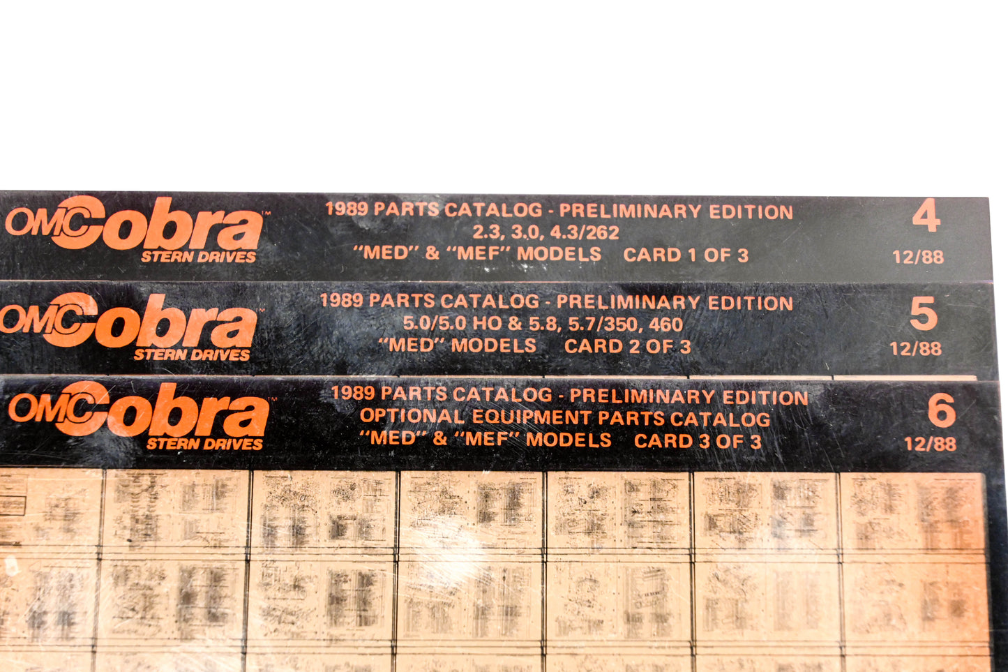 OMC XZA022-35 1989 Cobra Preliminary Edition 12/1988 #4, 5, 6 Microfiche Lot