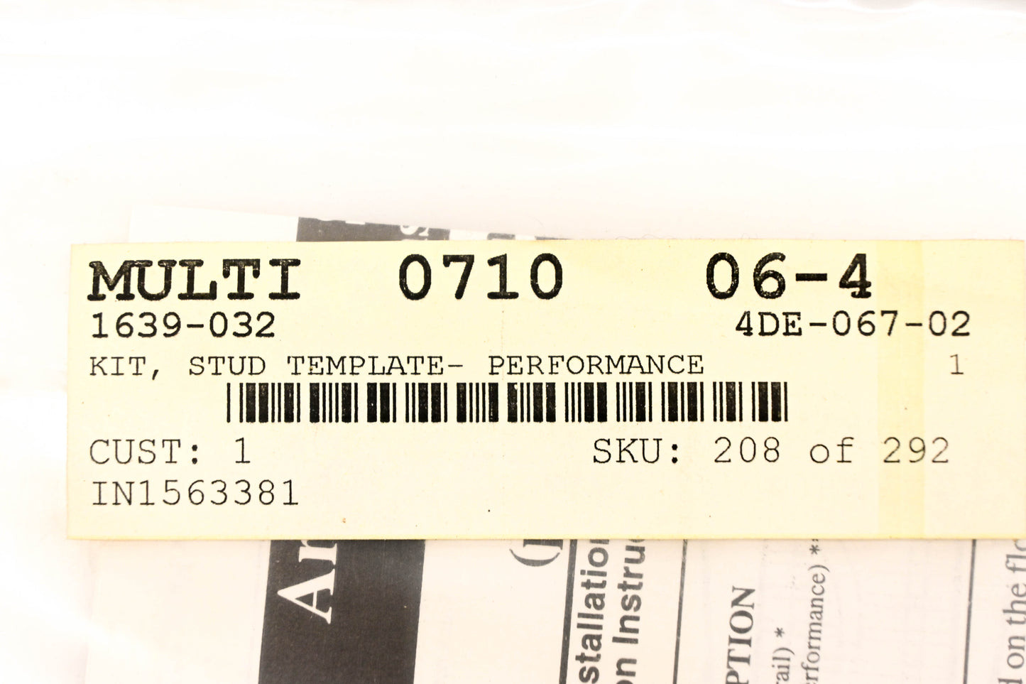 New OEM Arctic Cat 1639-032 Performance Stud Template NOS