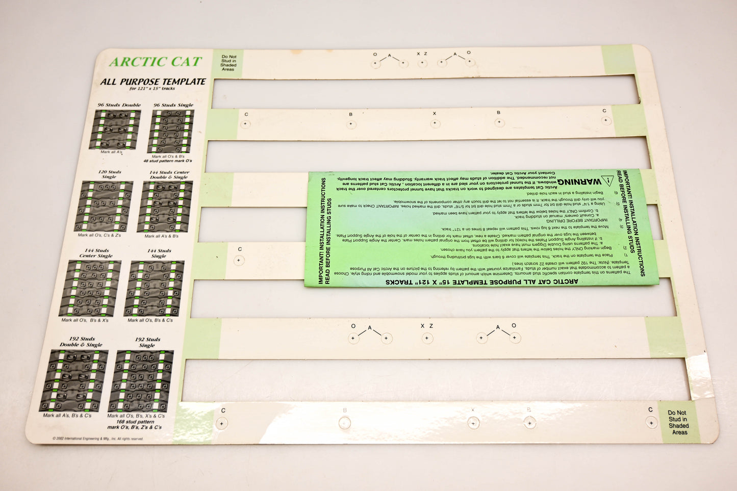 New OEM Arctic Cat YS013-5 All Purpose Stud Template 121"x15" Track NOS