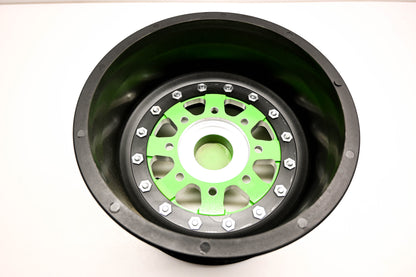 Hiper 1270-KCAYL-43-SBL-YL, 54-3294 Green Sidewinder Wheel 12x7 4+3 4/136 4/137 Rim NOS