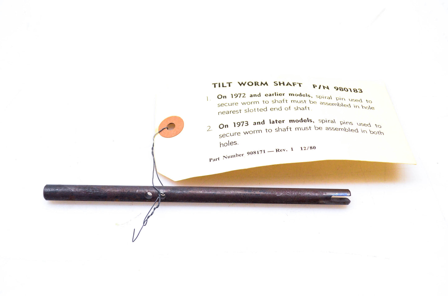 OMC 980183 Tilt Worm Shaft NOS