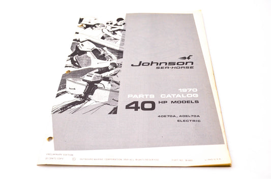 Aftermarket 384400 1970 Parts Catalog 40HP Models Electric 40E70A, 40EL70A NOS