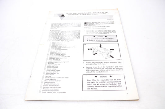 New OEM Arctic Cat 2254-503 Arctco Setup & Predelivery Instructions 1989 Pantera, El Tigre 6000,Cheetah Touring NOS