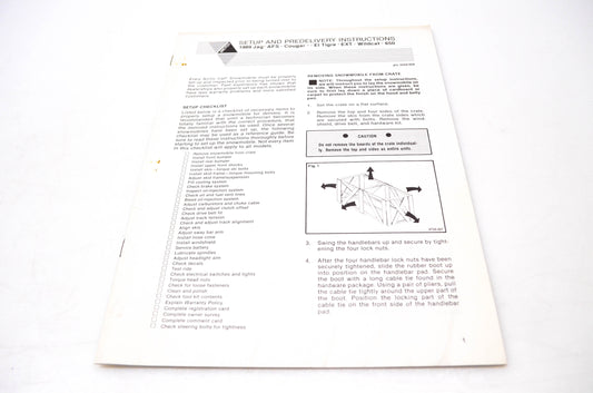 New OEM Arctic Cat 2254-504 Arctco Setup & Predelivery Instructions 1989 Jag AFS, Cougar, El Tigre EXT, Wildcat 650 NOS