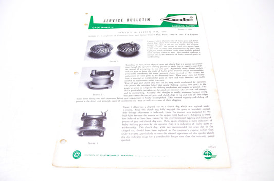Gale Outboard Motors Service Bulletin No. 187 January 9, 1961 NOS