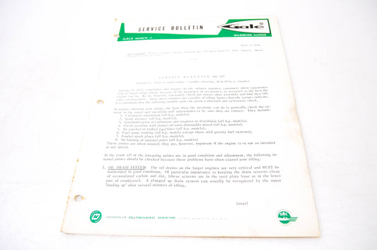 Gale Outboard Motors Service Bulletin No. 195 April 27, 1961 NOS