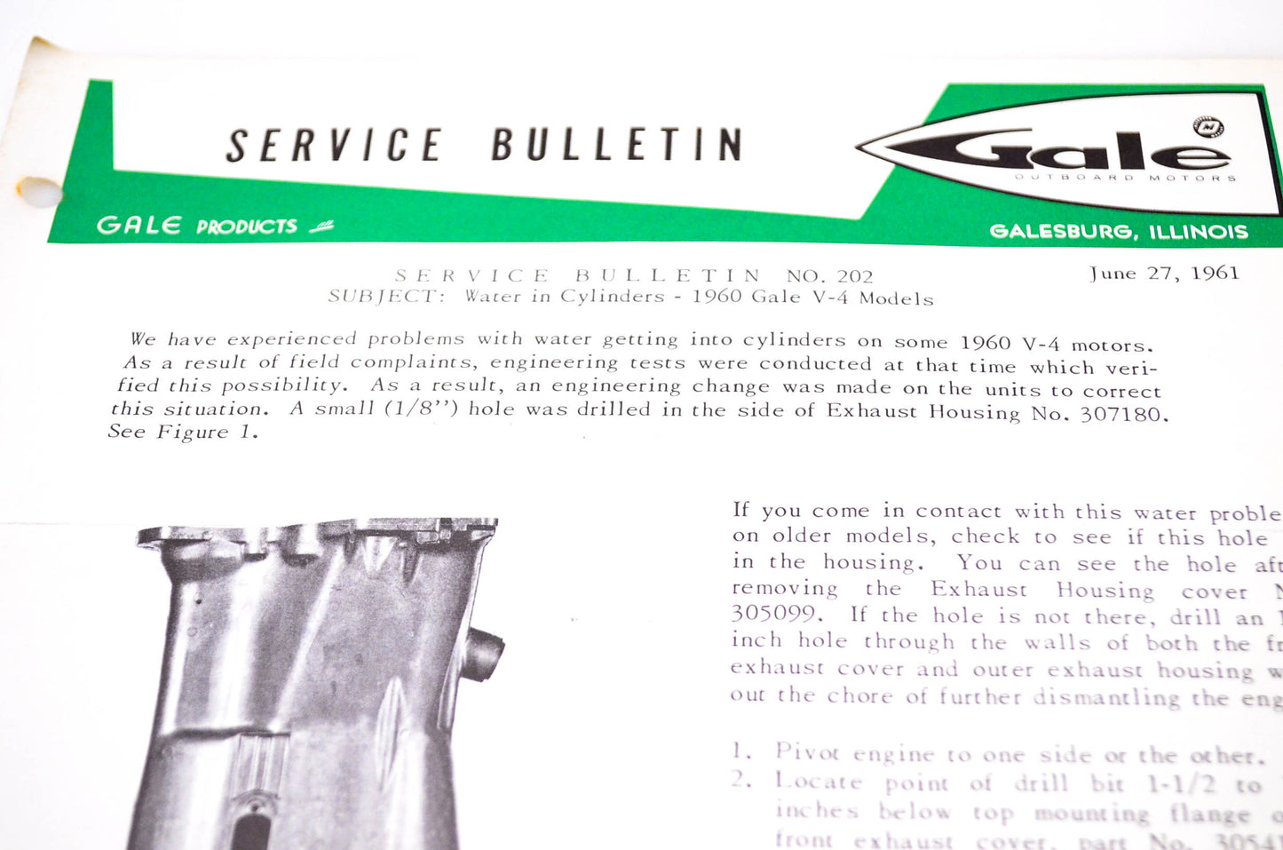 Gale Outboard Motors Service Bulletin NO.202 Service Bulletin No. 202 June 27, 1961 NOS