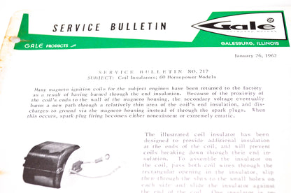 Gale Outboard Motors Service Bulletin NO.217 January 26, 1962 NOS