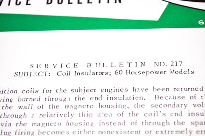 Gale Outboard Motors Service Bulletin NO.217 January 26, 1962 NOS