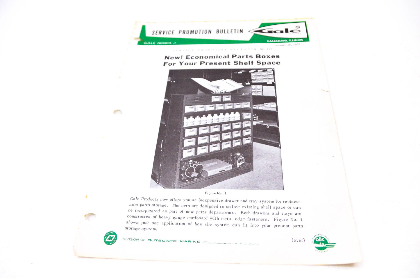 Gale Outboard Motors Service Promotion Bulletin No. 126 January 26, 1962 NOS