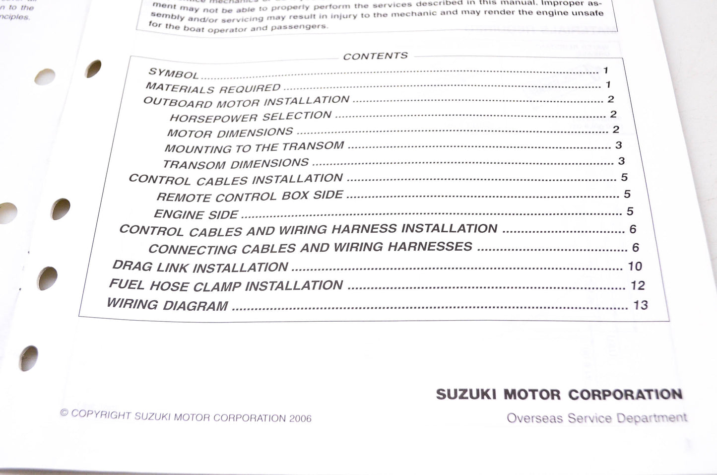 OEM Suzuki 99505-99E10-01E 2006 Suzuki Outboard Motor Set Up Manual DF60/70