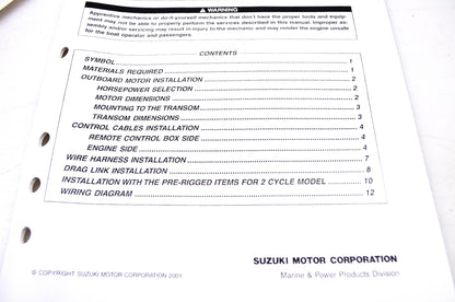 OEM Suzuki 99505-90J00-01E 2001 Suzuki Outboard Motor Set Up Manual DF90/115