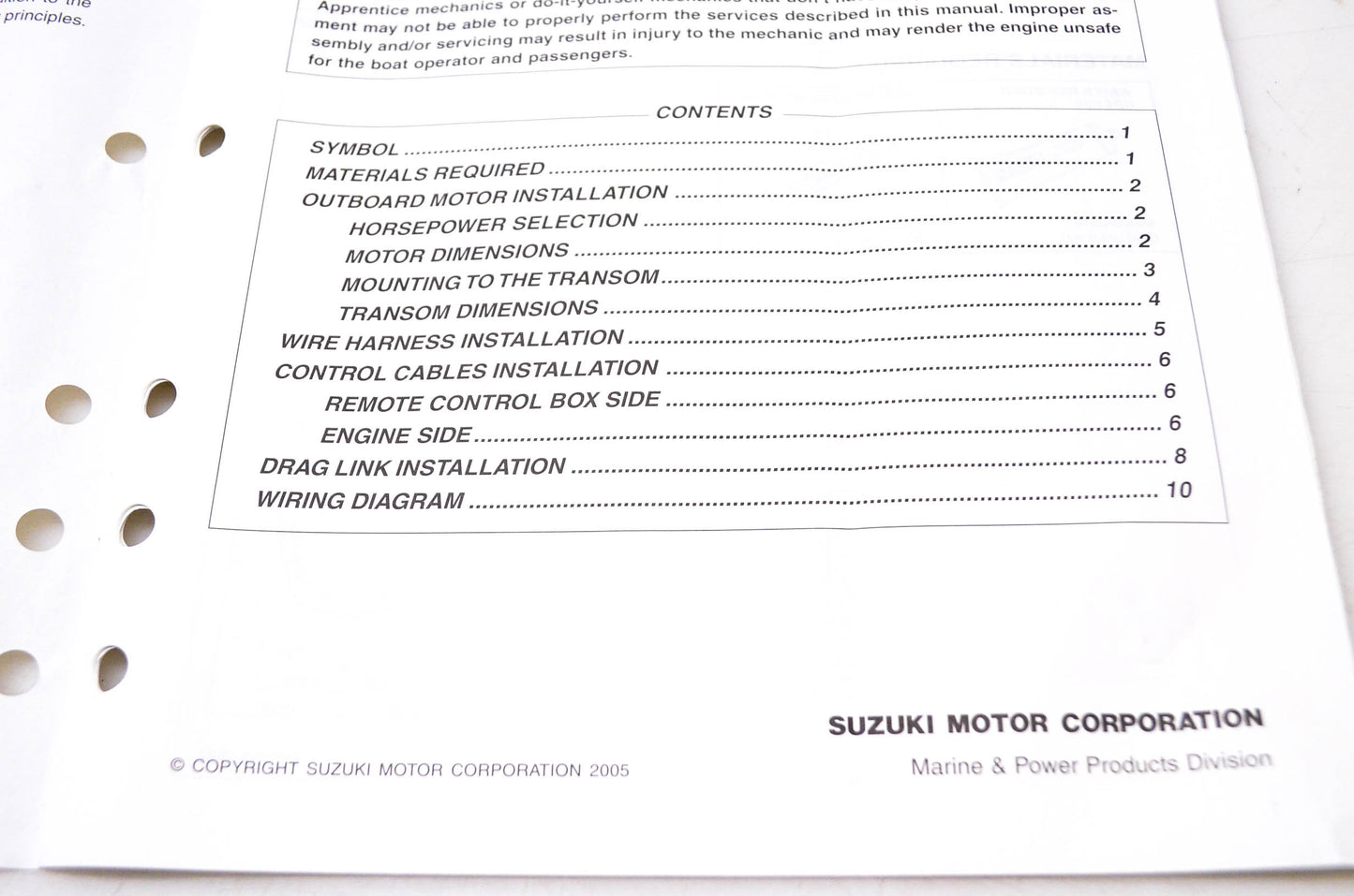 OEM Suzuki 99505-96J00-01E 2006 Suzuki Outboard Motor Set Up Manual DF150/175