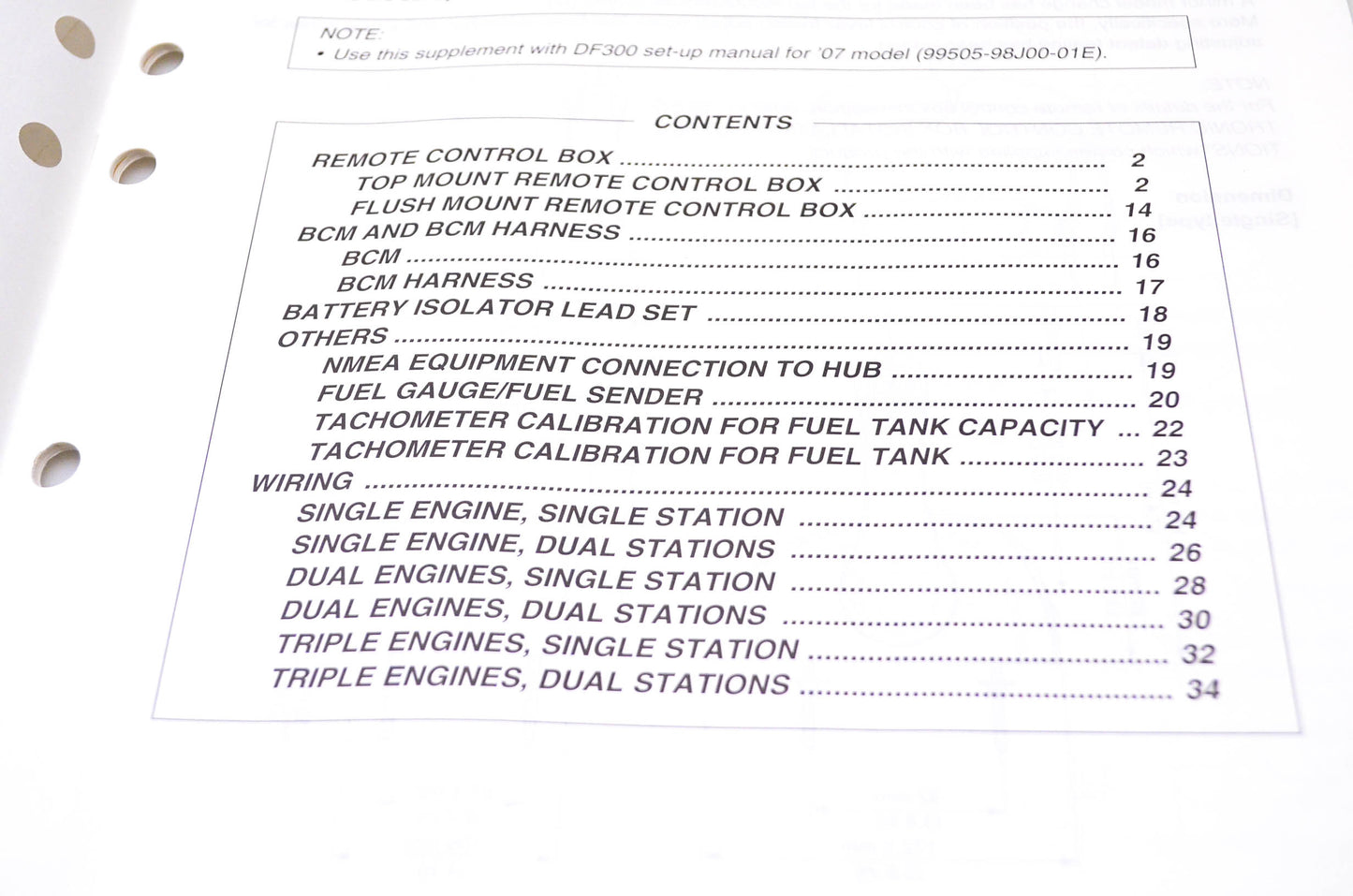 OEM Suzuki 99505-98J01-01E 2007 Suzuki Outboard Motor Supplementary Set Up Manual DF300