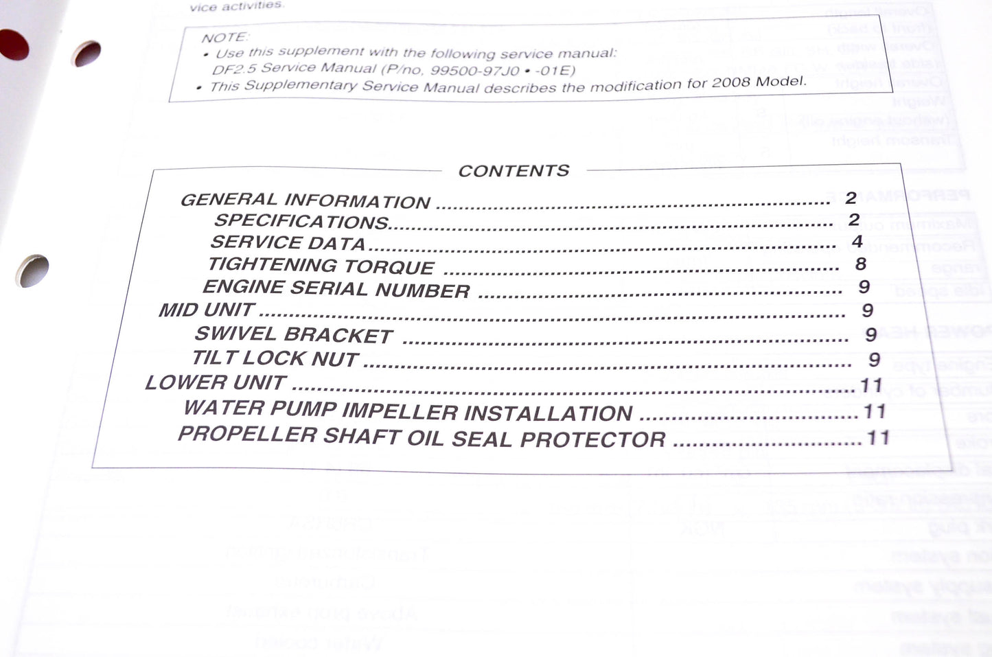 New OEM Suzuki 99501-97J00-01E 2008 Supplementary Service Manual DF2.5 4-Stroke NOS