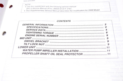 New OEM Suzuki 99501-97J00-01E 2008 Supplementary Service Manual DF2.5 4-Stroke NOS