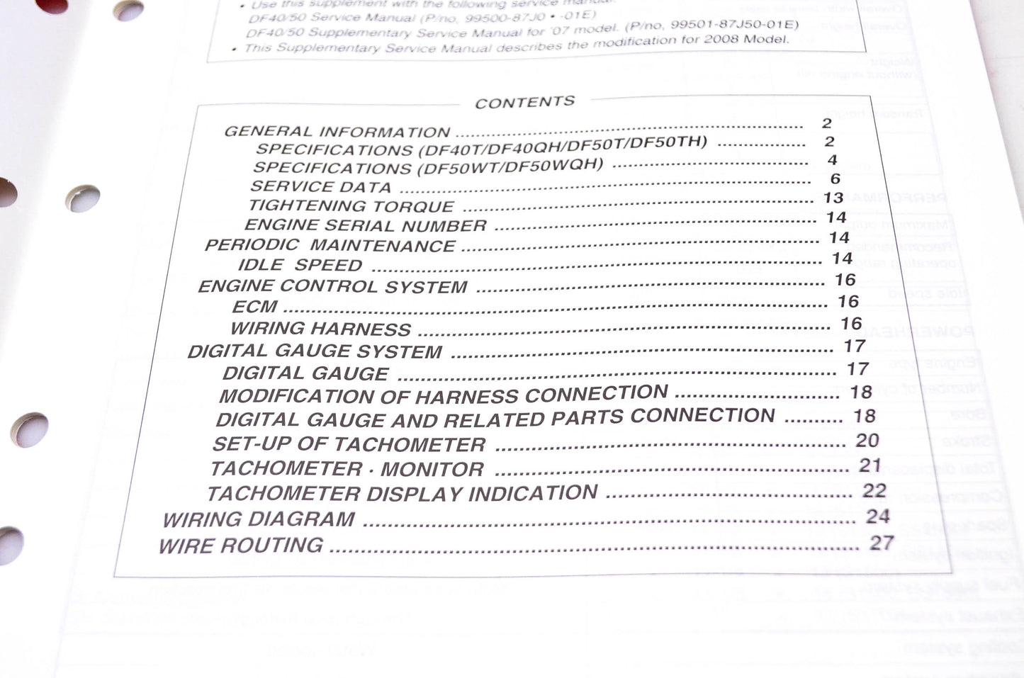 New OEM Suzuki 99501-87J60-01E 2008 Supplementary Service Manual DF40, DF50 4-Stroke NOS