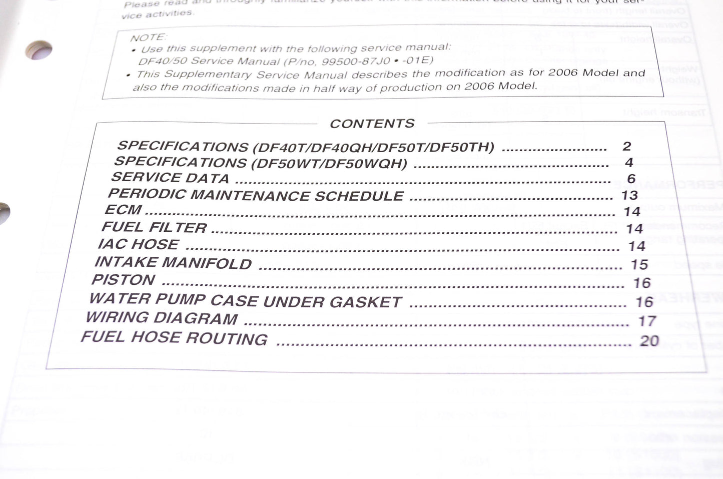 New OEM Suzuki 99501-87J50-01E 06-07 Suzuki Supplementary Service Manual DF40, DF50 4-Stroke NOS