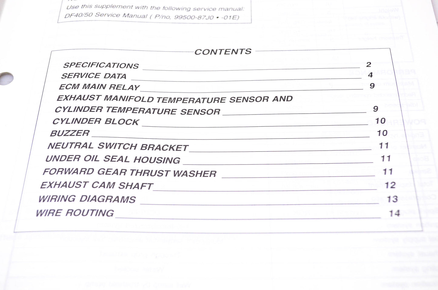 New OEM Suzuki 99501-87J20-01E 2003 Suzuki Outboard Motor Supplementary Service Manual DF40, DF50 4-Stroke NOS