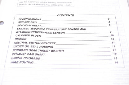 New OEM Suzuki 99501-87J20-01E 2003 Suzuki Outboard Motor Supplementary Service Manual DF40, DF50 4-Stroke NOS
