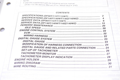 New OEM Suzuki 99501-90J40-01E 2008 Suzuki Outboard Motor Supplementary Service Manual DF90/115, DF140 4-Stroke NOS
