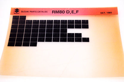 OEM Suzuki RM80 D,E,F 1985/October Suzuki Parts Catalog RM80 D,E,F Microfiche