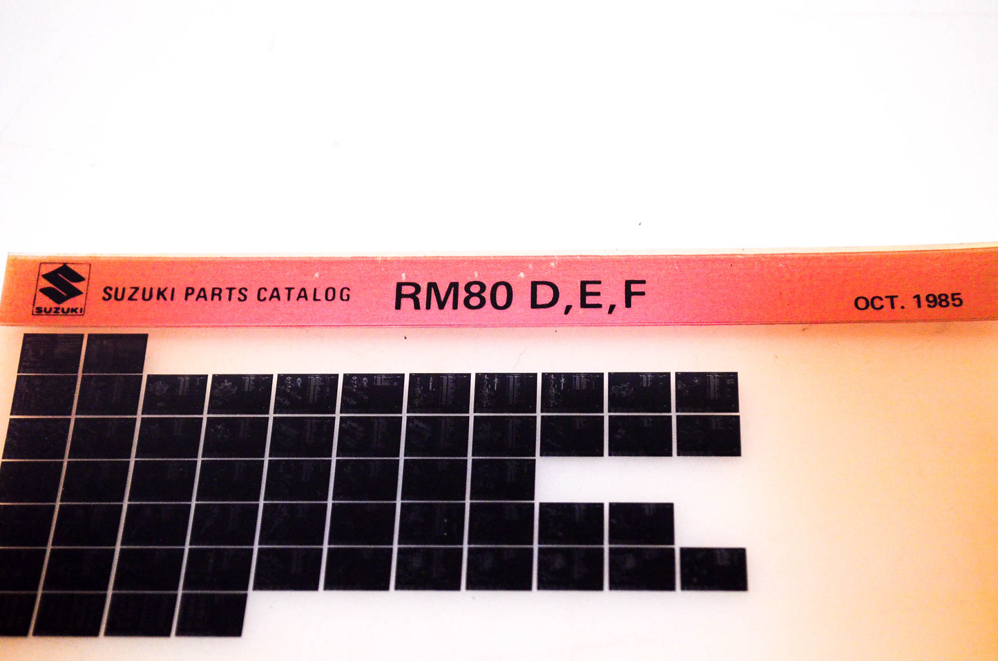 OEM Suzuki RM80 D,E,F 1985/October Suzuki Parts Catalog RM80 D,E,F Microfiche