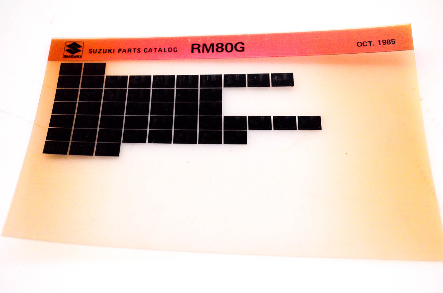 OEM Suzuki RM80G 1985/October Suzuki Parts Catalog RM80G Microfiche
