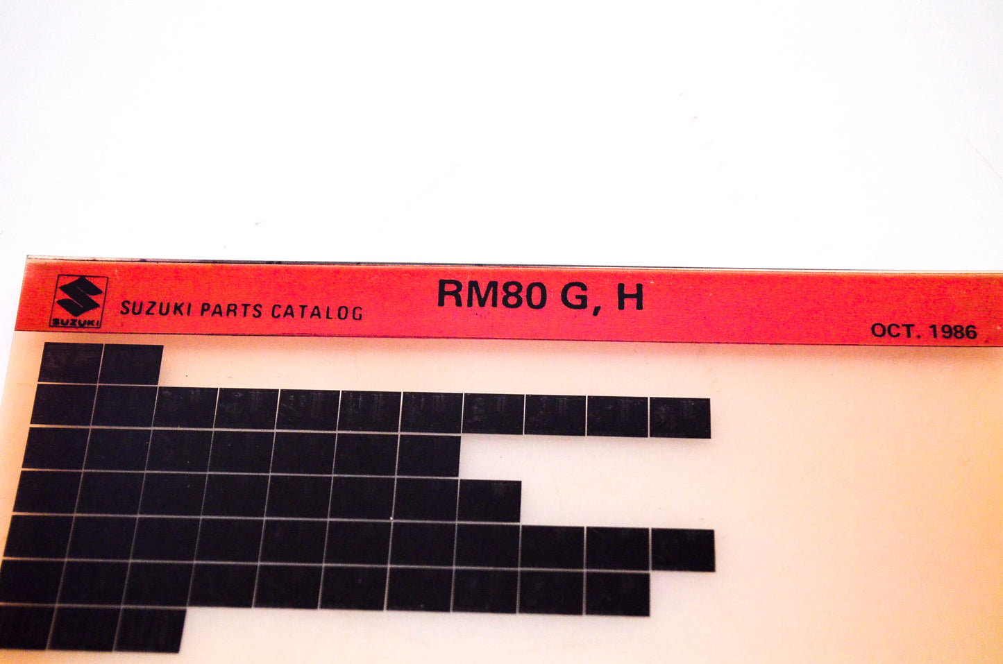 OEM Suzuki RM80 G, H 1986/October Suzuki Parts Catalog RM80 G, H Microfiche