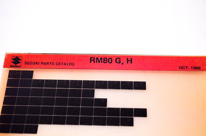 OEM Suzuki RM80 G, H 1986/October Suzuki Parts Catalog RM80 G, H Microfiche