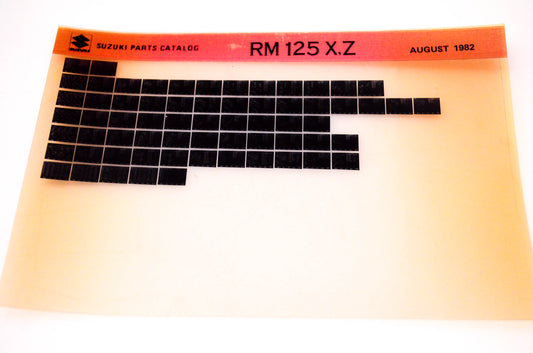 OEM Suzuki RM125 X,Z 1982/August Suzuki Parts Catalog RM125 X,Z Microfiche