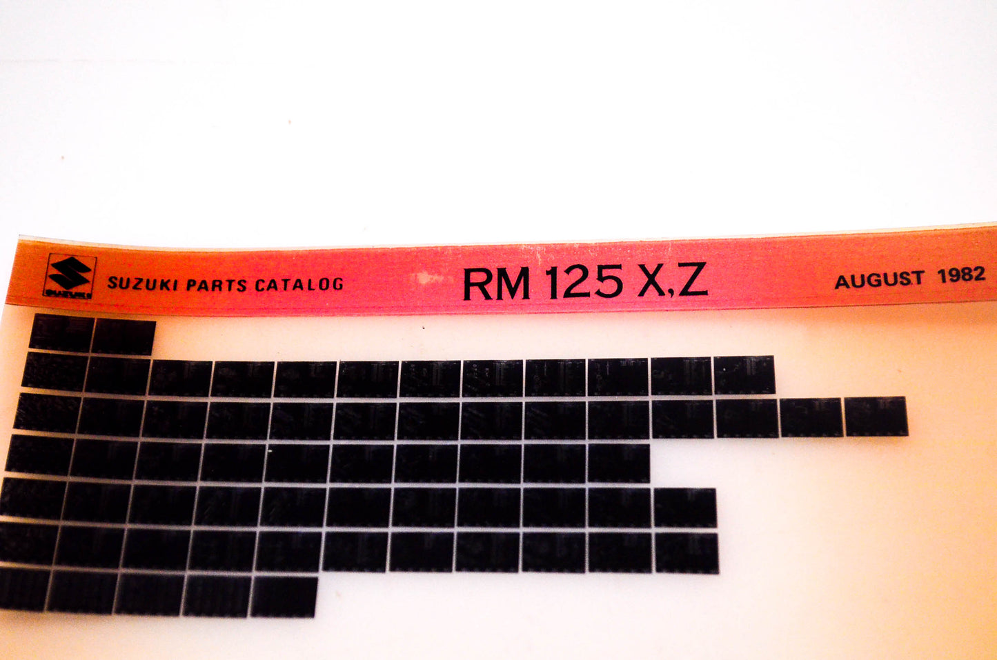OEM Suzuki RM125 X,Z 1982/August Suzuki Parts Catalog RM125 X,Z Microfiche