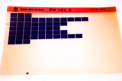 OEM Suzuki RM 125 E 1984/January Suzuki Parts Catalog RM 125 E Microfiche
