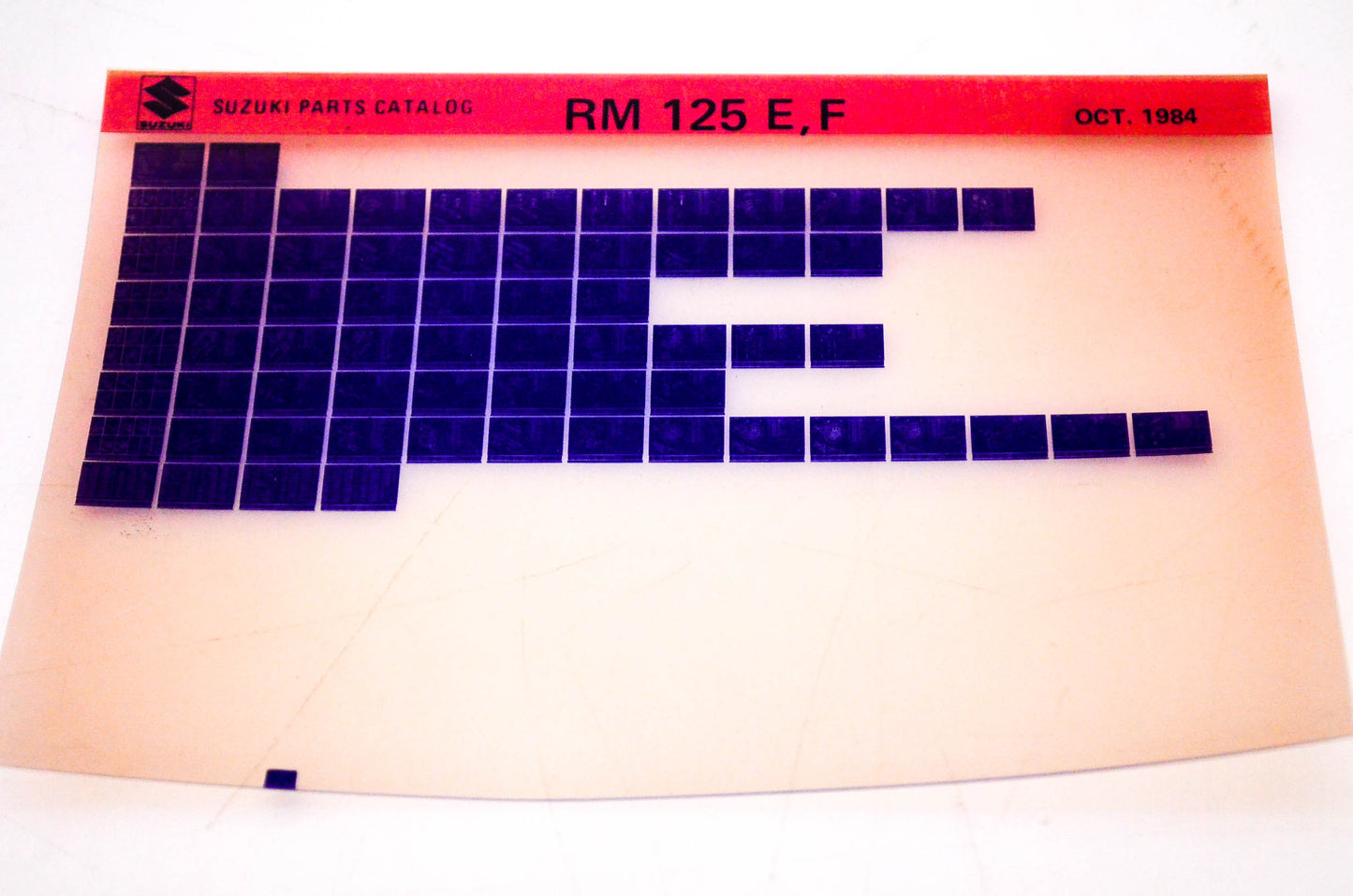 OEM Suzuki RM 125 E,F 1984/October Suzuki Parts Catalog RM 125 E,F Microfiche