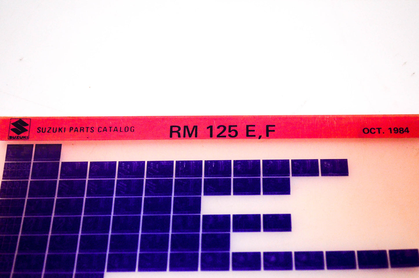 OEM Suzuki RM 125 E,F 1984/October Suzuki Parts Catalog RM 125 E,F Microfiche