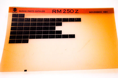 OEM Suzuki RM 250 Z 1981/November Suzuki Parts Catalog RM 250 Z Microfiche