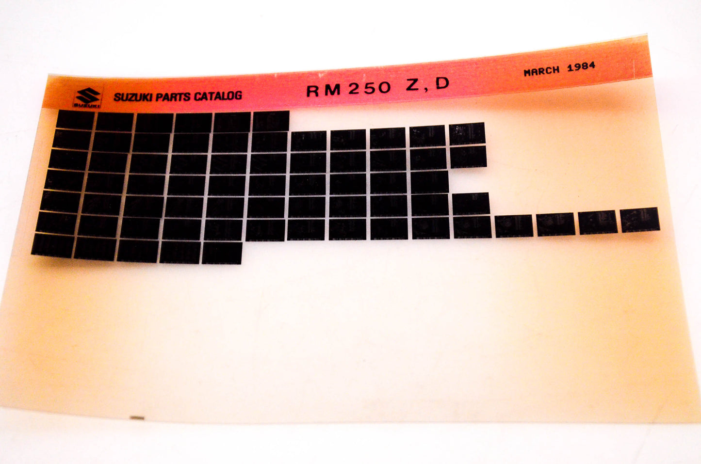OEM Suzuki RM250 Z,D 1984/March Suzuki Parts Catalog RM250 Z,D Microfiche