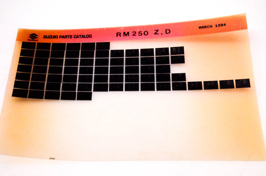 OEM Suzuki RM250 Z,D 1984/March Suzuki Parts Catalog RM250 Z,D Microfiche