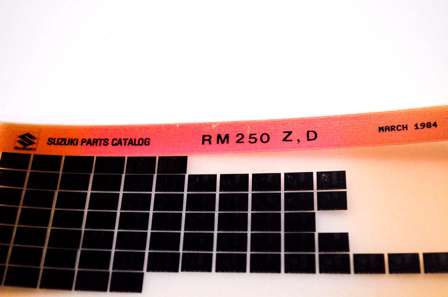 OEM Suzuki RM250 Z,D 1984/March Suzuki Parts Catalog RM250 Z,D Microfiche