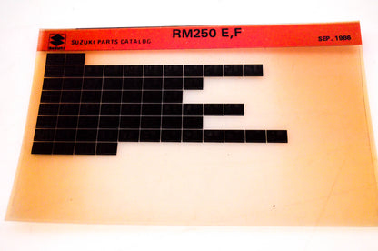 OEM Suzuki RM250 E,F 1986/September Suzuki Parts Catalog RM250 E,F Microfiche