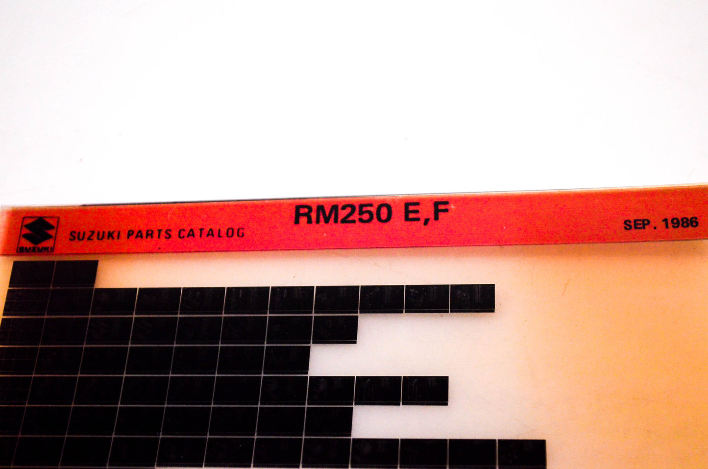 OEM Suzuki RM250 E,F 1986/September Suzuki Parts Catalog RM250 E,F Microfiche