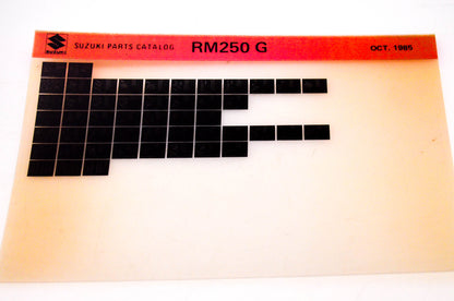 OEM Suzuki RM250 G 1985/October Suzuki Parts Catalog RM250 G Microfiche