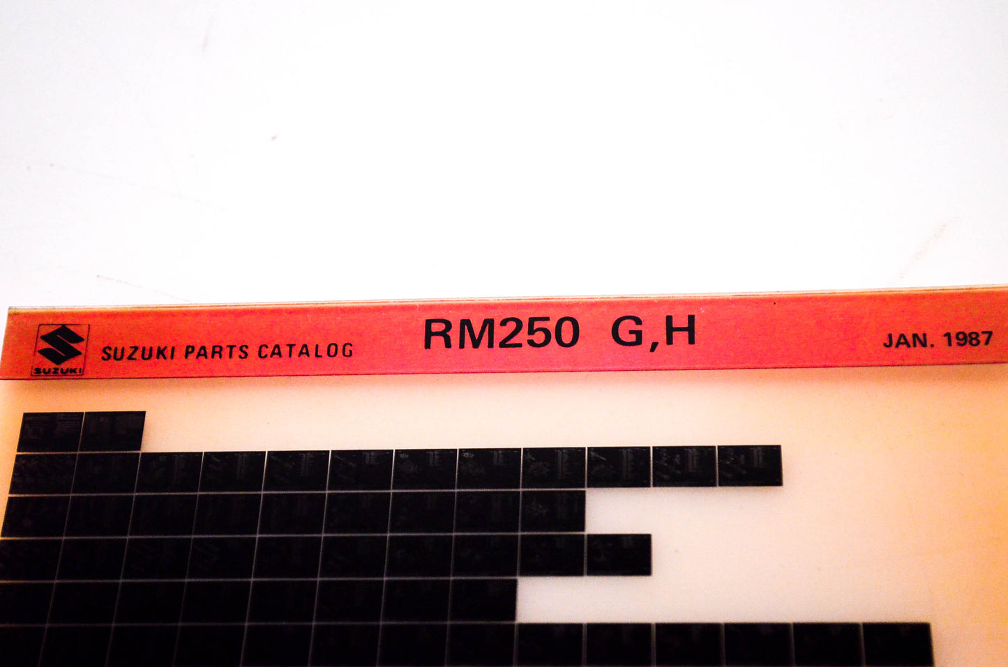 OEM Suzuki RM250 G,H 1987/January Suzuki Parts Catalog RM250 G,H Microfiche