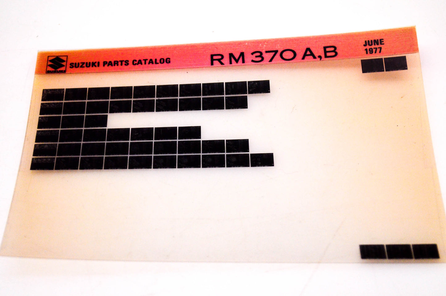 OEM Suzuki RM370A,B 1977/June Suzuki Parts Catalog RM370 A,B Microfiche