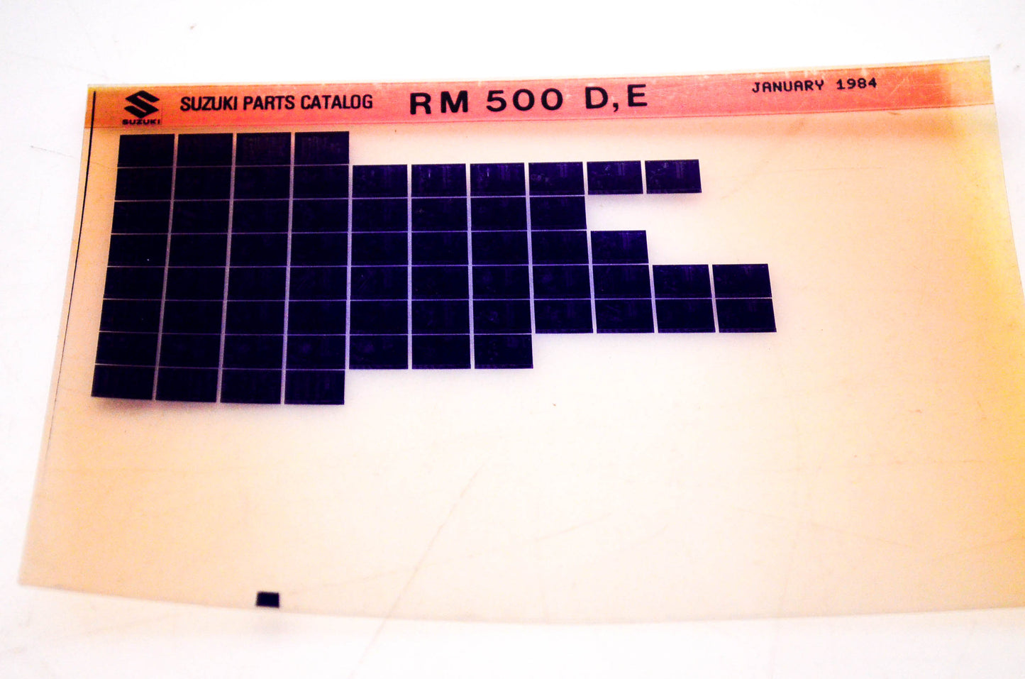 OEM Suzuki RM 500 D,E 1984/January Suzuki Parts Catalog RM 500 D,E Microfiche