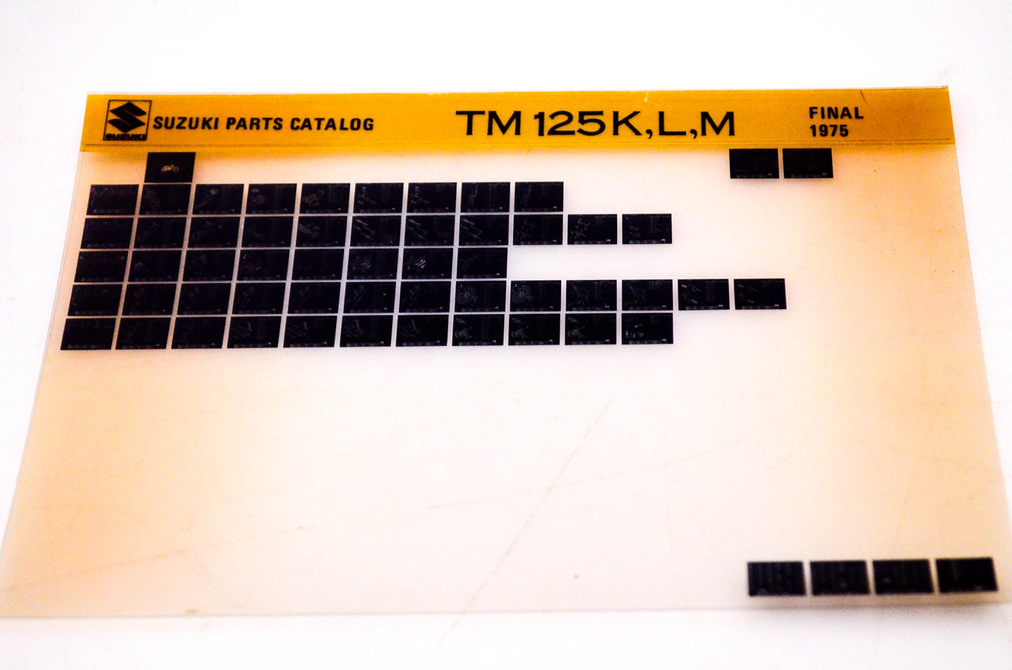 OEM 1975 Suzuki Parts Catalog TM 125K,L,M Final Edition Microfiche