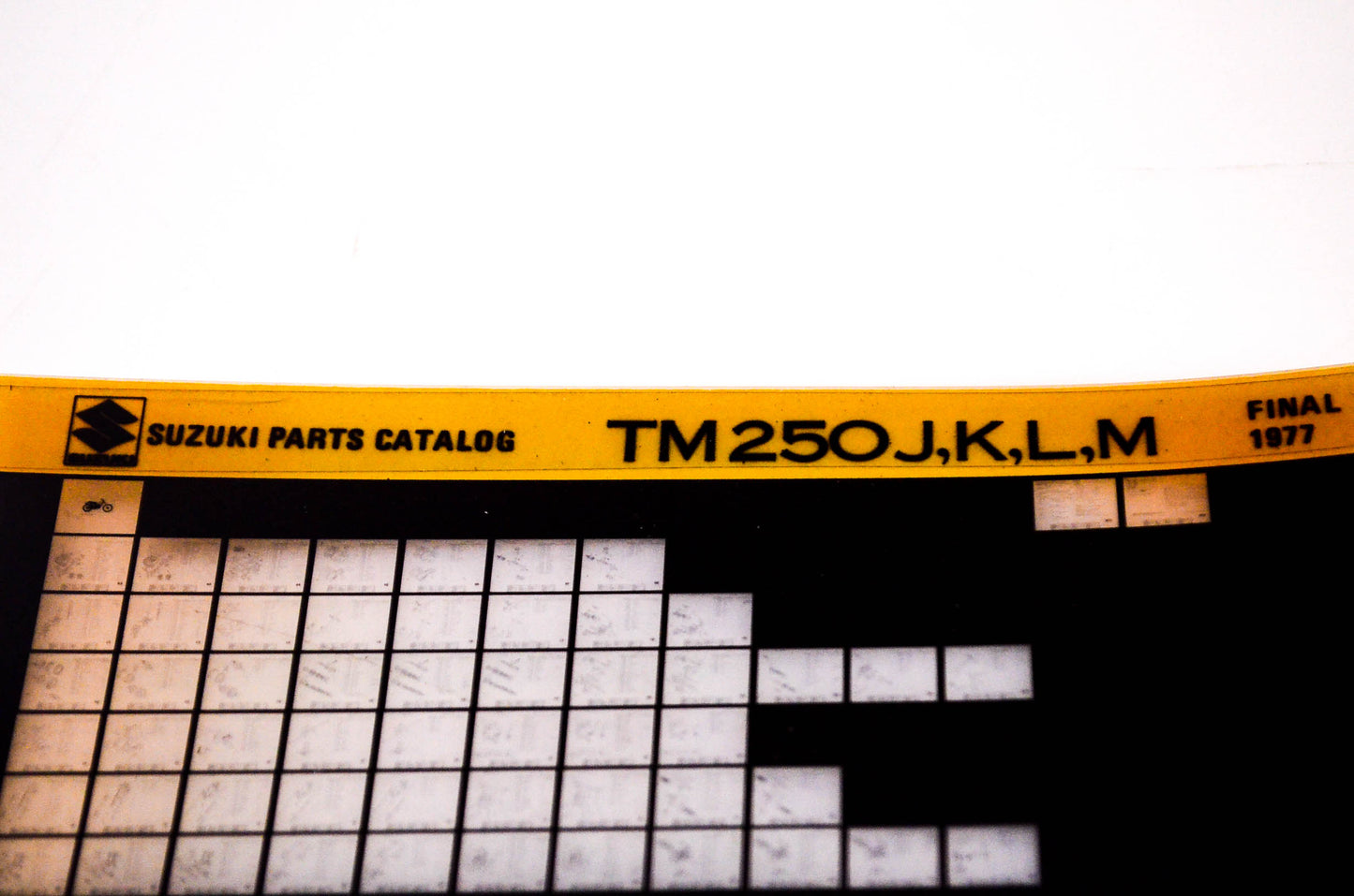 OEM Suzuki TM250J,K,L,M 1977 Suzuki Parts Catalog TM250J,K,L,M Final Edition Microfiche