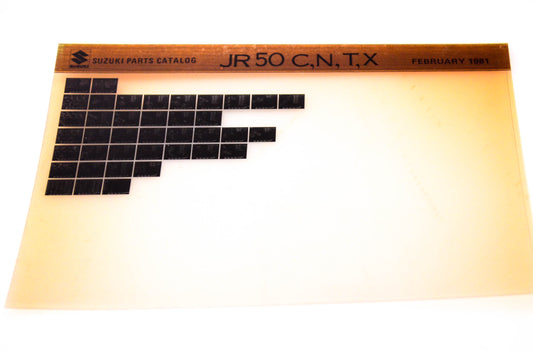 OEM Suzuki JR50 C,N,T,X 1981/February Suzuki Parts Catalog JR50 C,N,T,X Microfiche